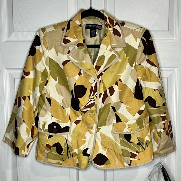 NWT - Norton McNaughton Women’s Blazer - Ivory - Size 14 Petite - Lead Print - Picture 2 of 8
